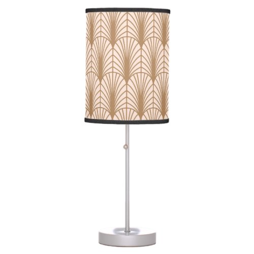 Art Deco Rose Golden Peacock Feathers Table Lamp