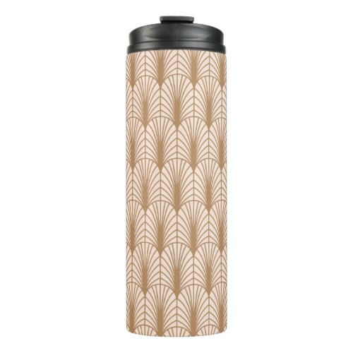 Art Deco Rose Golden Peacock Feathers Thermal Tumbler