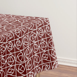 Art Deco Rose Squares Stylized Floral deep red Tablecloth