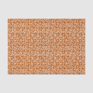 Art Deco Rose Squares Stylized Floral orange Tissue Paper