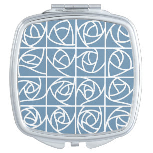 Art Deco Rose Squares Stylized Floral pale blue Compact Mirror