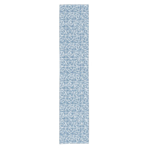 Art Deco Rose Squares Stylized Floral pale blue Short Table Runner