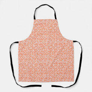 Art Deco Rose Squares Stylized Floral peach Apron