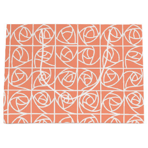 Art Deco Rose Squares Stylized Floral peach Large Gift Bag