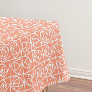 Art Deco Rose Squares Stylized Floral peach Tablecloth