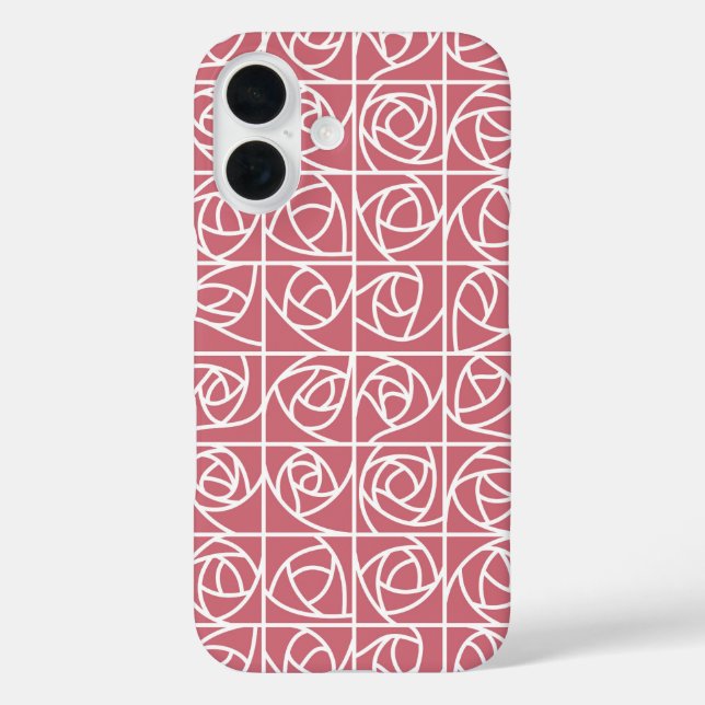 Art Deco Rose Squares Stylized Floral pink Case-Mate iPhone Case (Back)