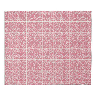 Art Deco Rose Squares Stylized Floral pink Duvet Cover