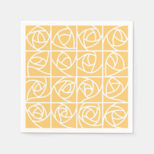 Art Deco Rose Squares Stylized Floral yellow Napkins