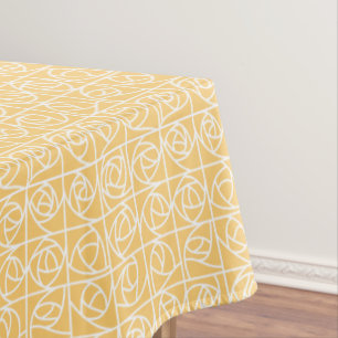 Art Deco Rose Squares Stylized Floral yellow Tablecloth