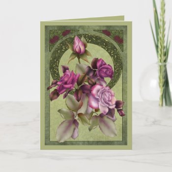Art Deco Roses Card by RainbowCards at Zazzle