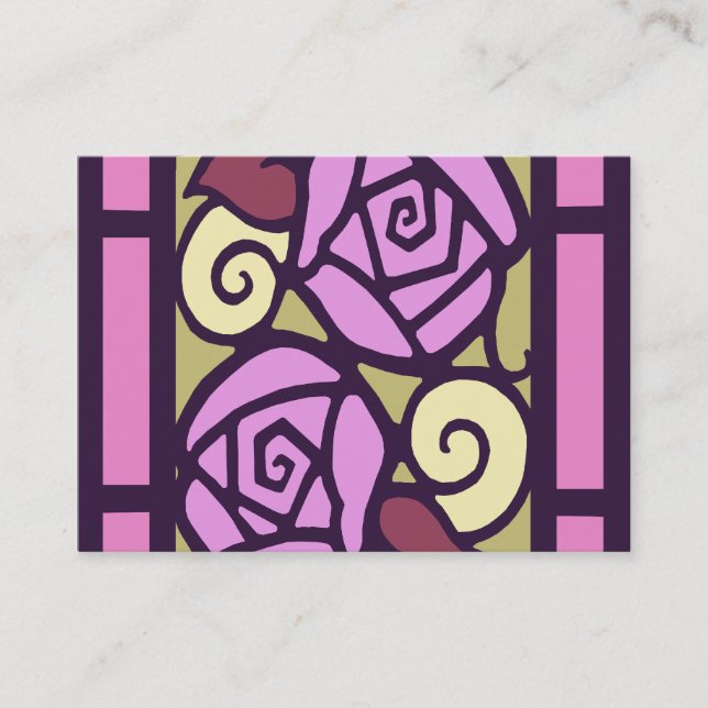 ART DECO ROSES in Pink & Gold Business Card (Front)
