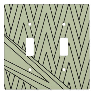 Art Deco Sage Green & Black Light Switch Cover