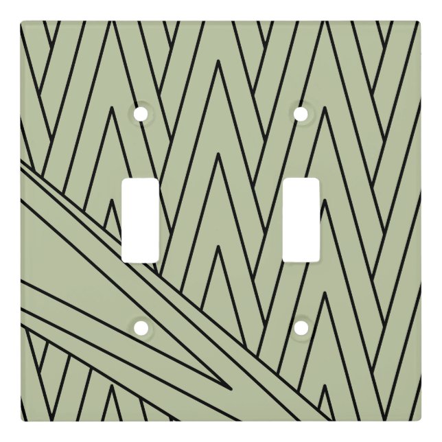 Art Deco Sage Green & Black Light Switch Cover (Front)