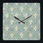 Art deco,sage Green,cream,1920’s,vintage,elegant,c Square Wall Clock<br><div class="desc">Art deco, sage Green, cream, 1920’s, vintage, elegant, chic, modern, trendy, classy, pattern</div>