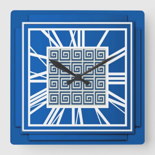 Art Deco sapphire blue Square Wall Clock