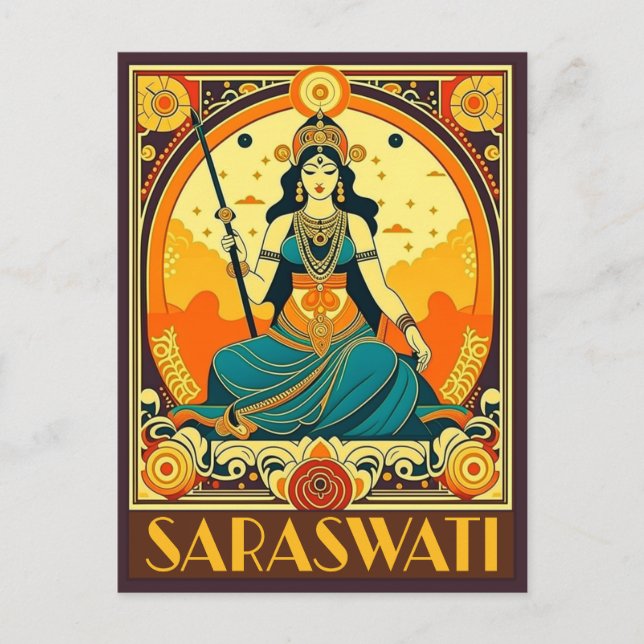 Art Deco Saraswati Postcard (Front)