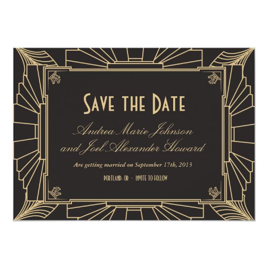 art deco save the date by origami prints invitation zazzle com