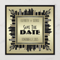 Art Deco Save the Date Champagne Gold Gatsby Glam