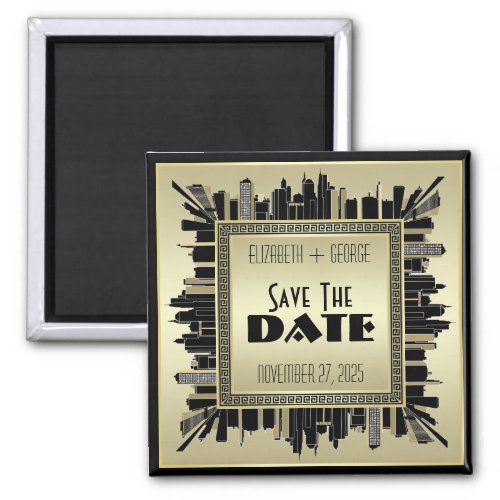 Art Deco Save the Date Champagne Gold Gatsby Glam Magnet
