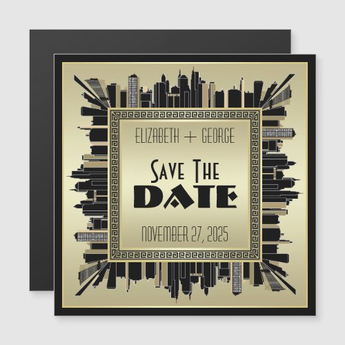 Art Deco Save the Date Champagne Gold Great Gatsby Magnetic Invitation