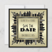 Art Deco Save the Date Champagne Gold Great Gatsby Magnetic Invitation (Front)