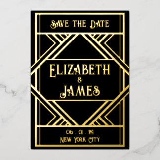 Art Deco Save the Date Foil Invitation