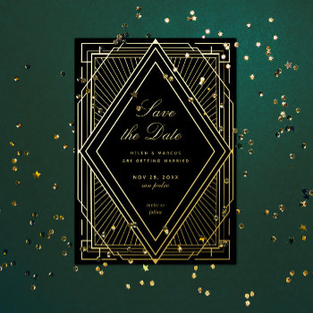 Art Deco Save The Date Foil Invitation by beckynimoy at Zazzle