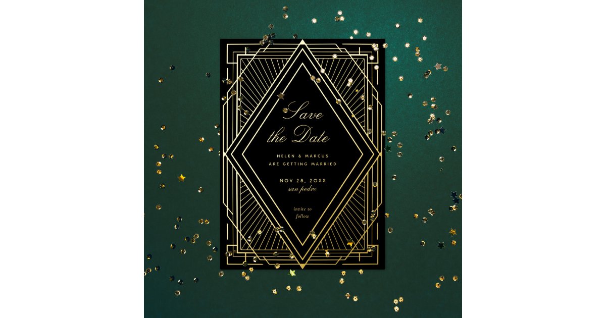 Art Deco Save the Date Foil Invitation | Zazzle