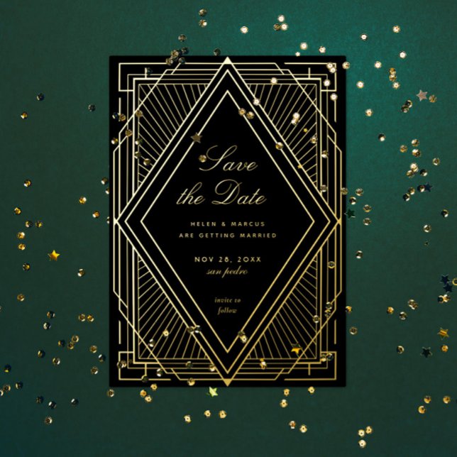 Art Deco Save the Date Foil Invitation (Creator Uploaded)