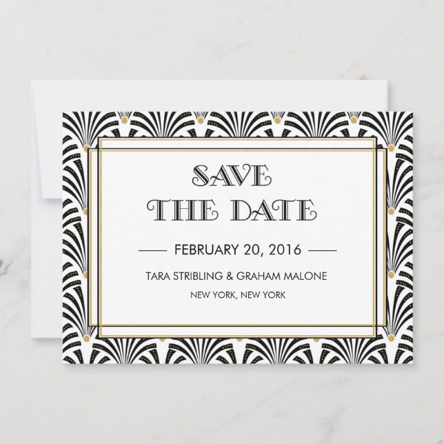 Art Deco Save The Date Invitation (Front)
