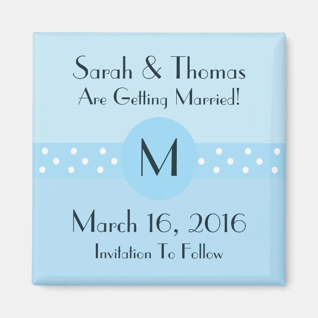 Art Deco Save The Date Magnet - Blue (Front)