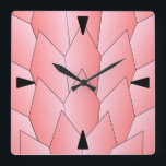 Art Deco Scales Design Pink Square Wall Clock<br><div class="desc">Wall clock art deco design that you can customise with any text of your choice. Should you require any help with customising then contact us through the link on this page. Art deco clock.</div>