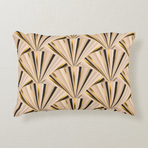 Art Deco Scales: Geometric Golden Glamour Accent Pillow