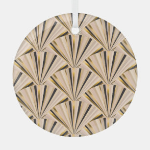 Art Deco Scales: Geometric Golden Glamour Glass Ornament