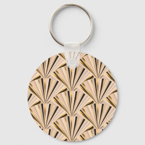 Art Deco Scales Geometric Golden Glamour Keychain