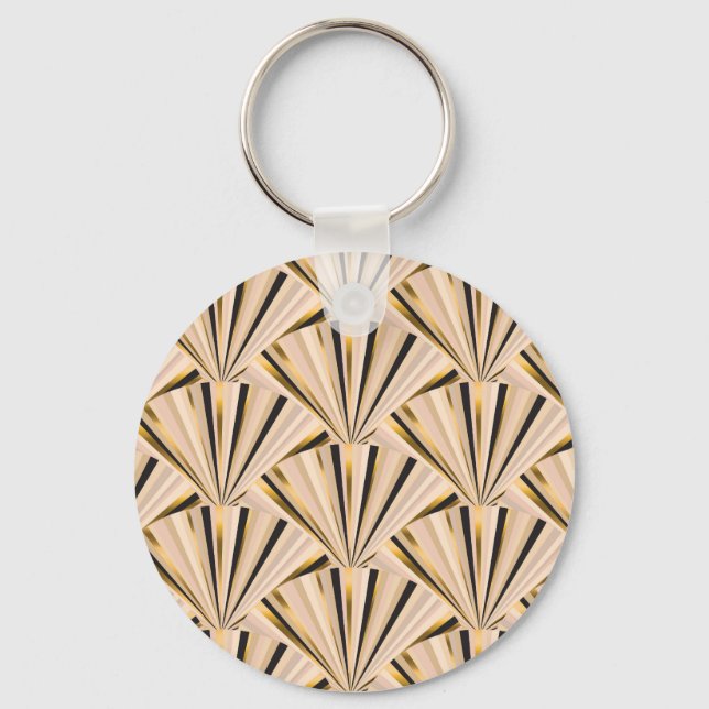 Art Deco Scales: Geometric Golden Glamour Keychain (Front)