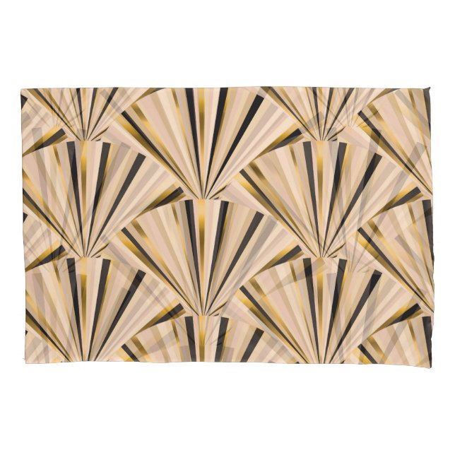 Art Deco Scales: Geometric Golden Glamour Pillow Case (Front)