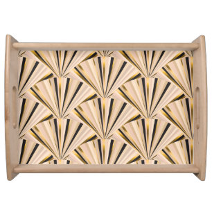 Art Deco Scales: Geometric Golden Glamour Serving Tray