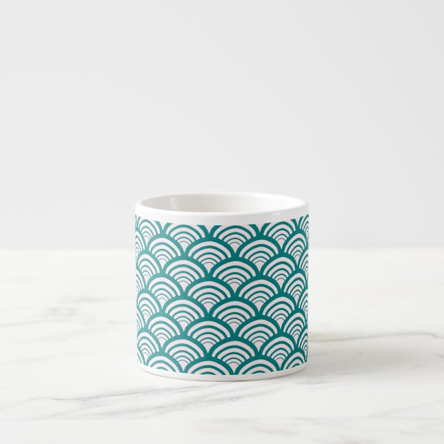 Art Deco Scallop Arch Geometric Teal Espresso Cup (Front)
