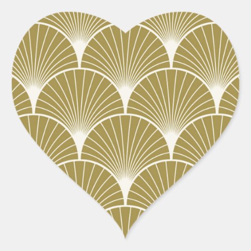 Art decoscalloppatterngoldwhitesilverchic heart sticker