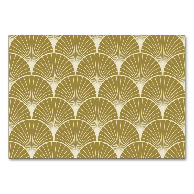 Art deco,scallop,pattern,gold,white,silver,chic, table number (Front)