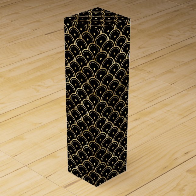 Art Deco Scallop Wave Pattern Design Wine Box (Front)