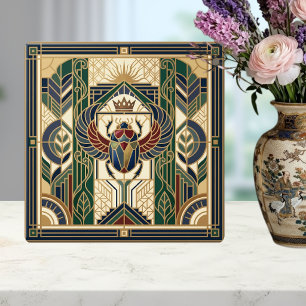 Art Deco Scarab Beetle Egyptian Sun Design Ceramic Tile