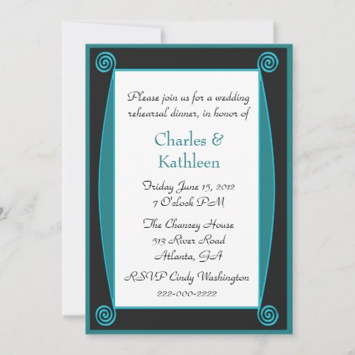 Art Deco Scrolls Wedding Rehearsal Invitation