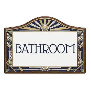 Art Deco Sea Ocean Theme Stylish Elegant Bathroom Door Sign