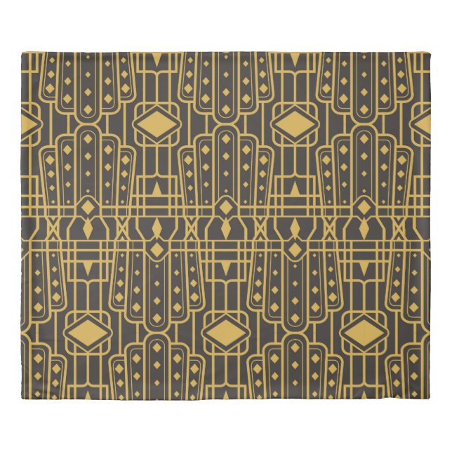 Art Deco seamless luxury geometric pattern. Golden Duvet Cover (Front)
