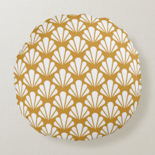 Art Deco Seamless Pattern. Geometric Floral decora Round Pillow