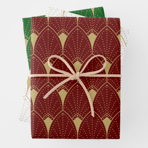 Art Deco Seamless Pattern gold and green Wrapping Paper Sheets