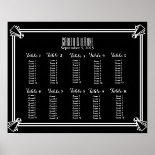 Art deco seating table plan wedding poster