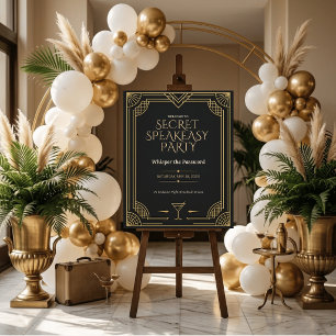 Art Deco Secret Speakeasy Party Welcome Sign